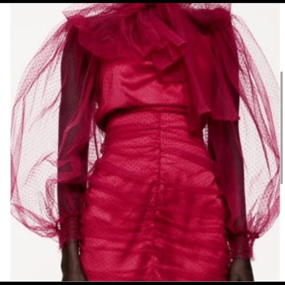 ZARA gorgeous hot pink mesh tulle HOLIDAY DRESS. - Picture 5 of 8